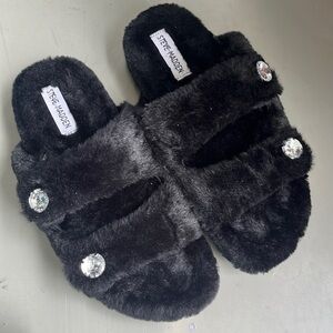 Steve Madden Cuddle Fur Slide - Black 8M